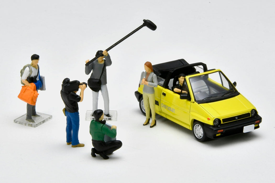 Tomytec Geocolle 64 1/64 TV Crew Abs Resin Puppen mit Druckguss-Mini-Autoset