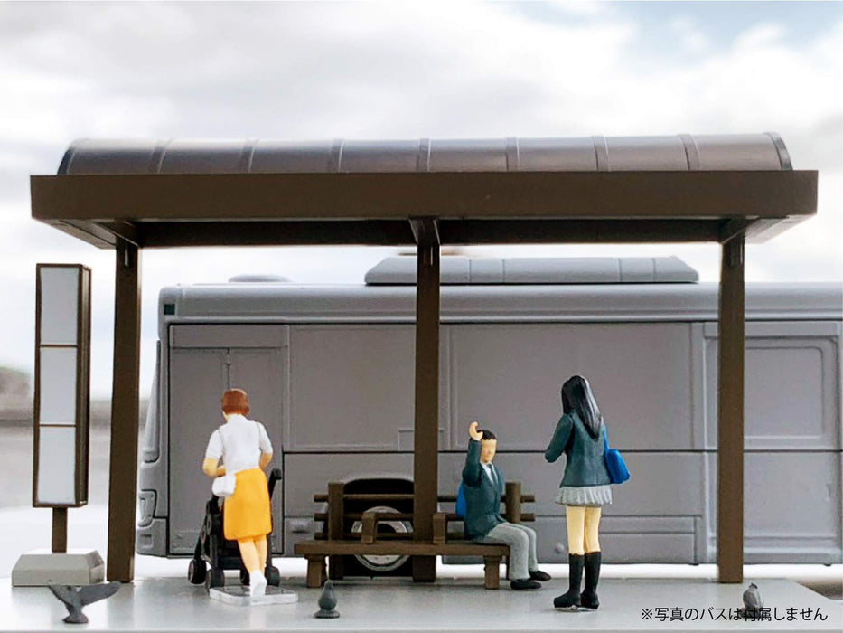 Tomytec Geocolle 64 Car Snap 05A Bus Stop Set with PVC Dolls - Completed Product 312369