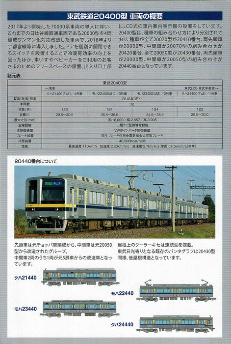 Tomytec Ensemble de 4 voitures Tobu Railway série 20440 - Modèle de collection ferroviaire