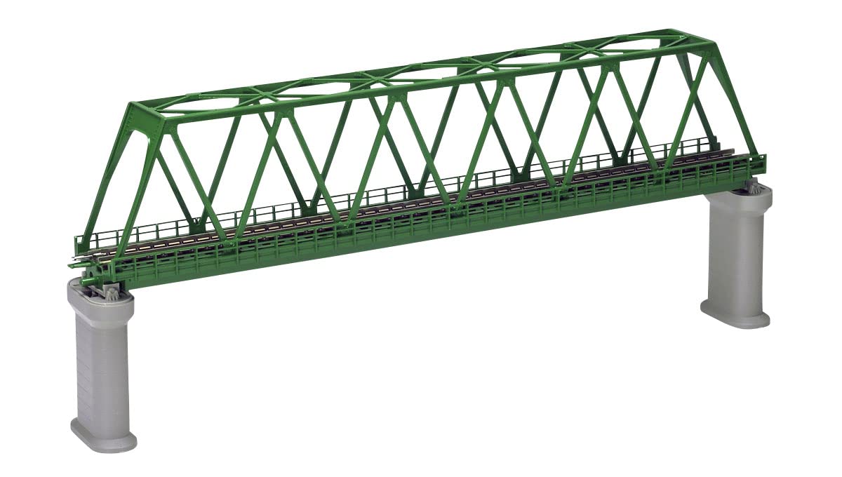 Tomytec Single Track Truss Bridge F Dark Green N Gauge with 2 Piers - Model Railway 3033