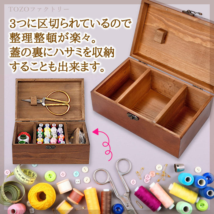 Tozo Factory Wooden Antique Storage Box Japan Handicraft Supplies Sewing Box