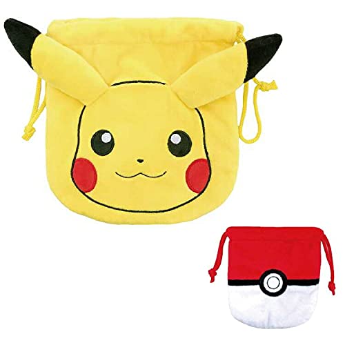 UNIQUE730 Pokemon Lot de 2 sacs à cordon en peluche Pikachu