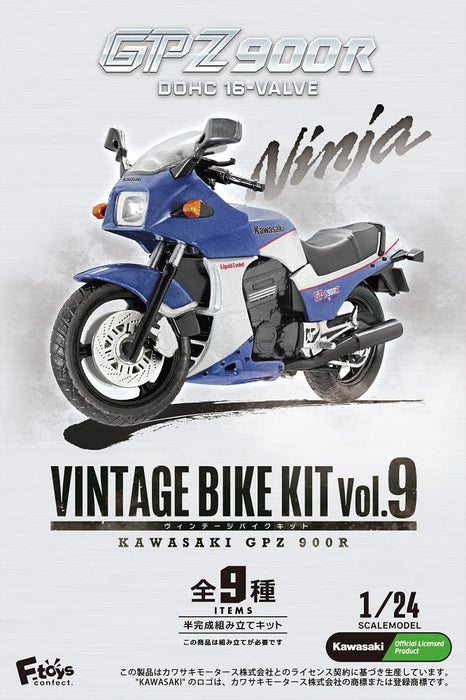 F-TOYS 1/24 Kit Vélo Vintage 9 Kawasaki Gpz 900R 10Pcs Boite Complète