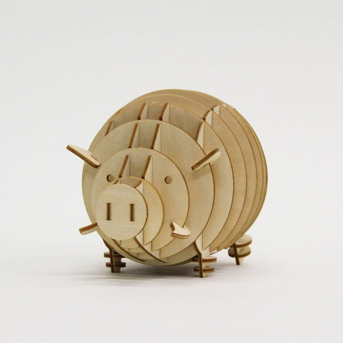 A-ZONE Boîte à monnaie en bois avec cochon Ki-Gu-Mi