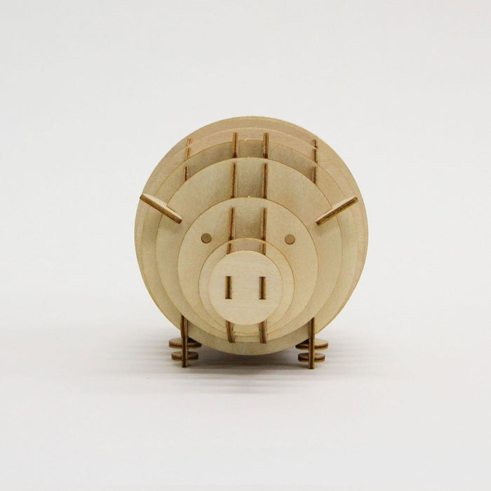 A-ZONE Wooden Art Ki-Gu-Mi Pig Coin Box