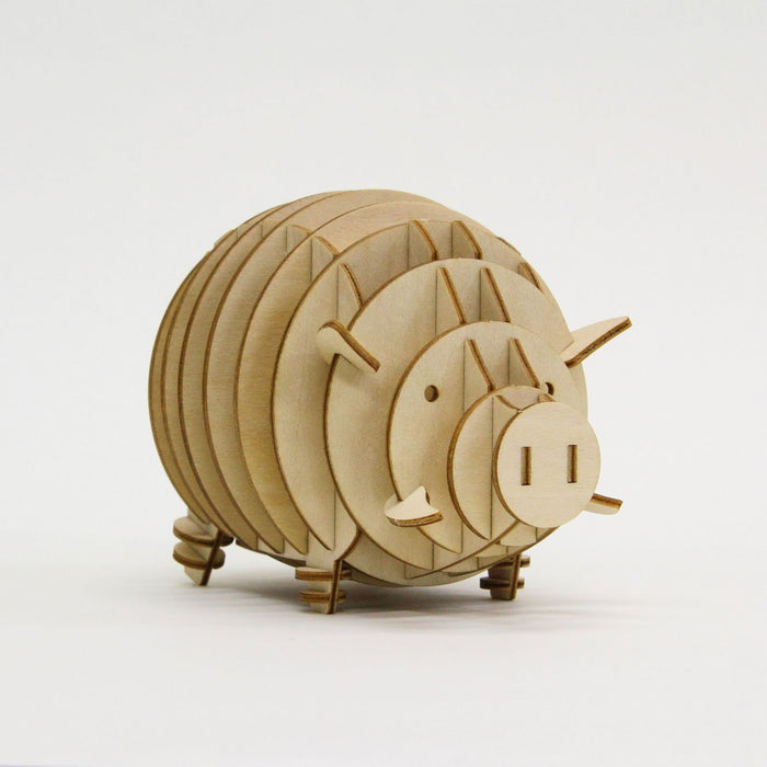 A-ZONE Wooden Art Ki-Gu-Mi Pig Coin Box