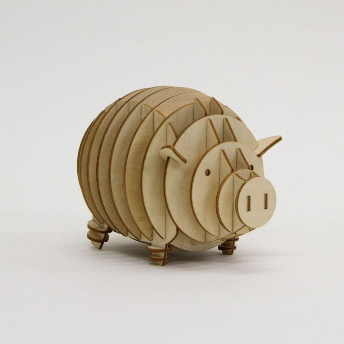 A-ZONE Boîte à monnaie en bois avec cochon Ki-Gu-Mi