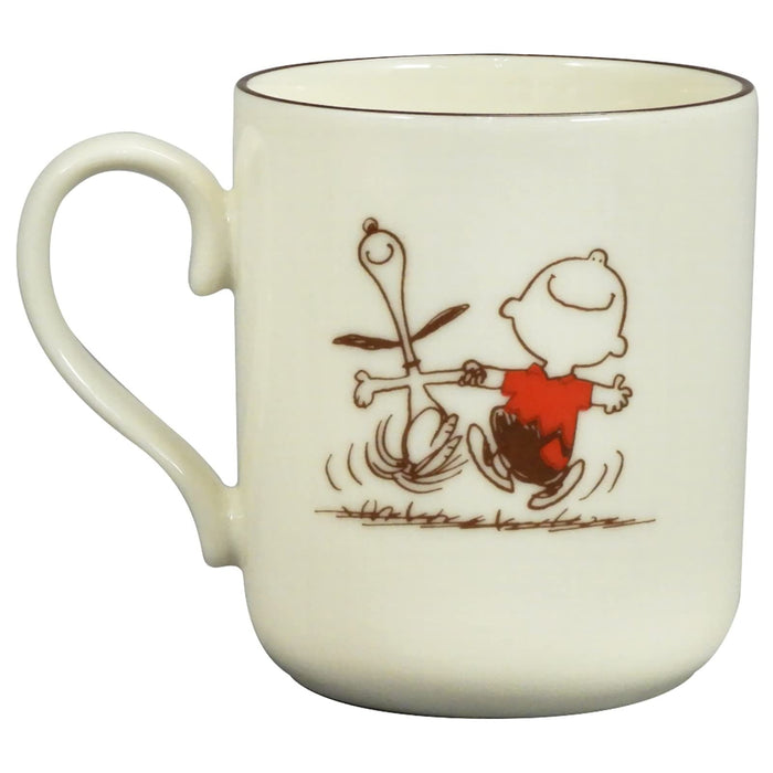 Snoopy Retro Mug With Wooden Gift Box Charlie Brown White