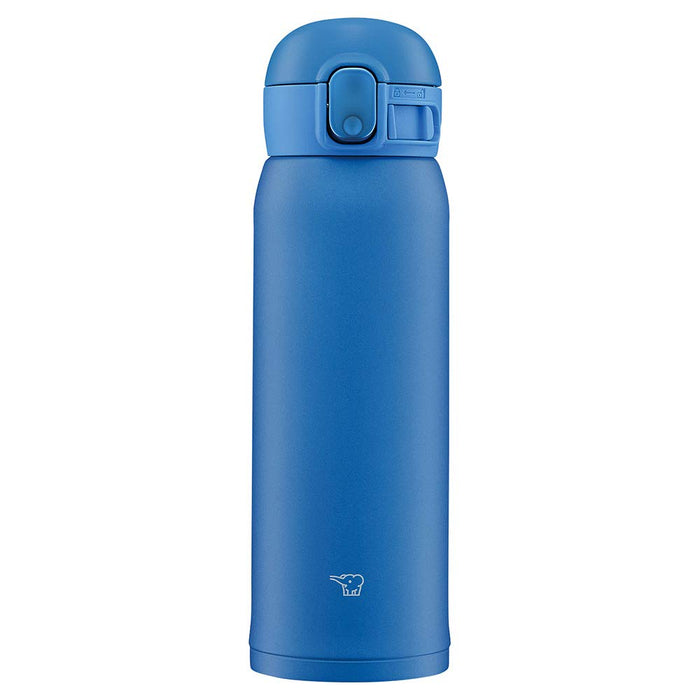 Zojirushi Wasserflasche (Seamless One Touch): Blaue 480-ml-Edelstahlflasche aus Japan
