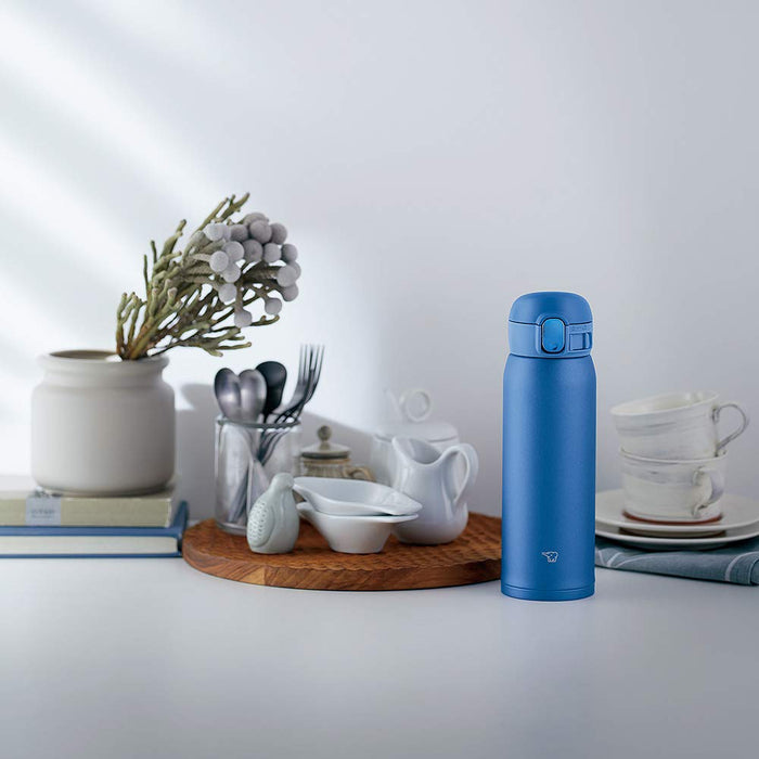 Zojirushi Water Bottle (Seamless One Touch): Blue 480ml Stainless Steel Bottle From Japan