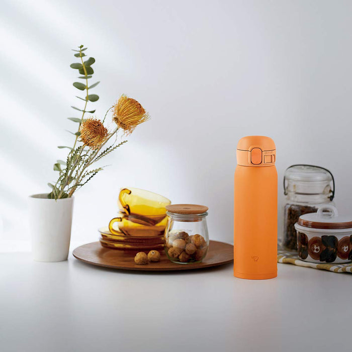 Zojirushi Water Bottle (Seamless One Touch): Orange 480ml - Japanese Stainless Steel Bottle