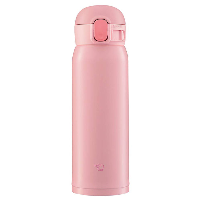 Zojirushi Water Bottle (Seamless One Touch): Peach Pink 480ml - Japanese Stainless Steel Bottle